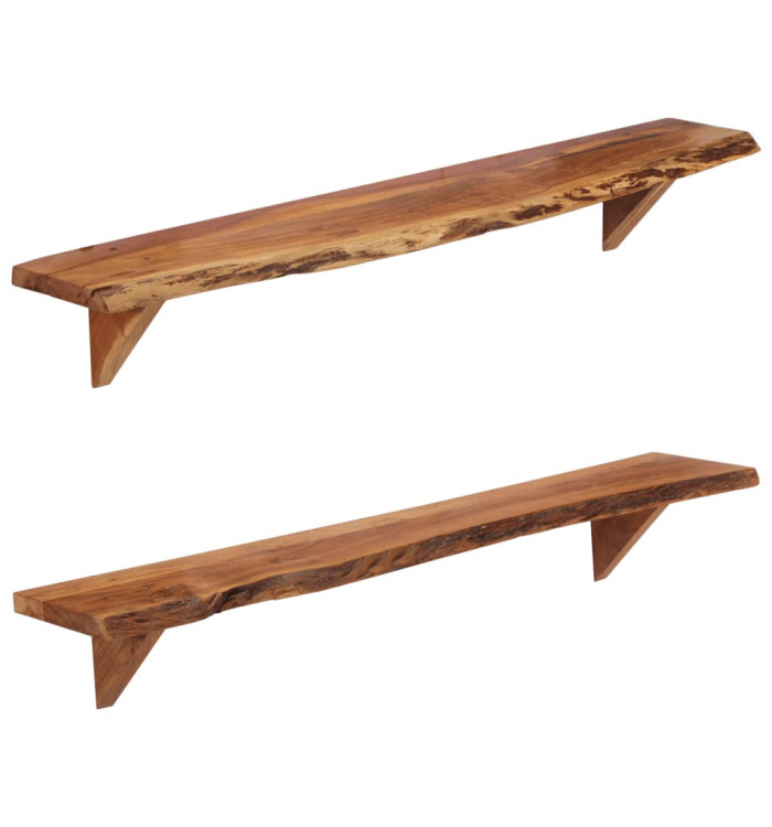 Étagères murales 2 pcs 110x20x18 cm bois massif d'acacia | Mobilier & Déco