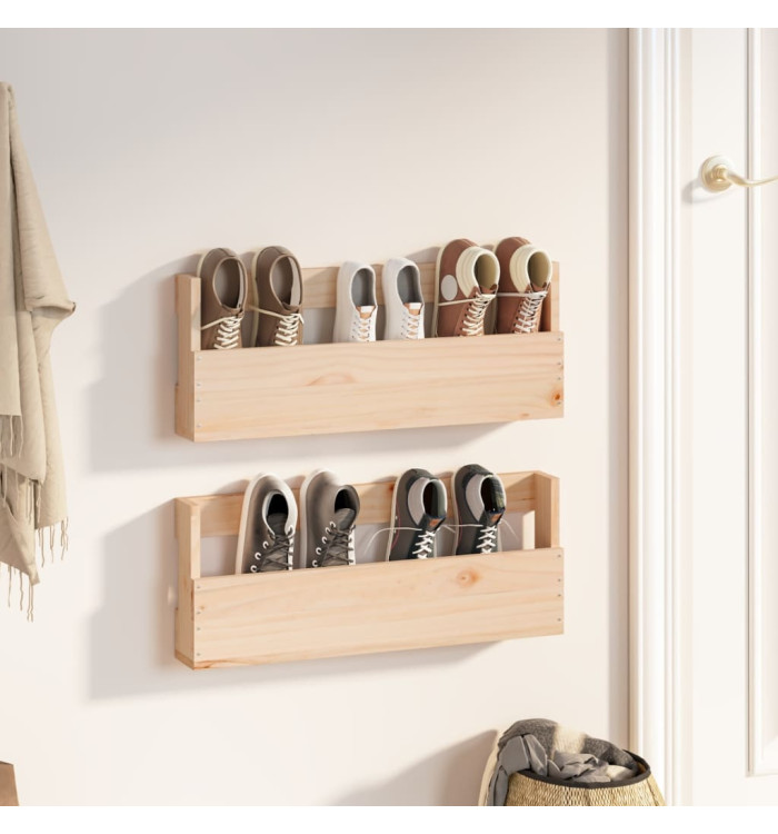 Étagères à chaussures murales 2 pcs 59x9x23 cm Pin massif | Mobilier & Déco