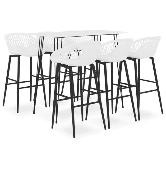 Ensemble de bar 7 pcs Blanc | Mobilier & Déco