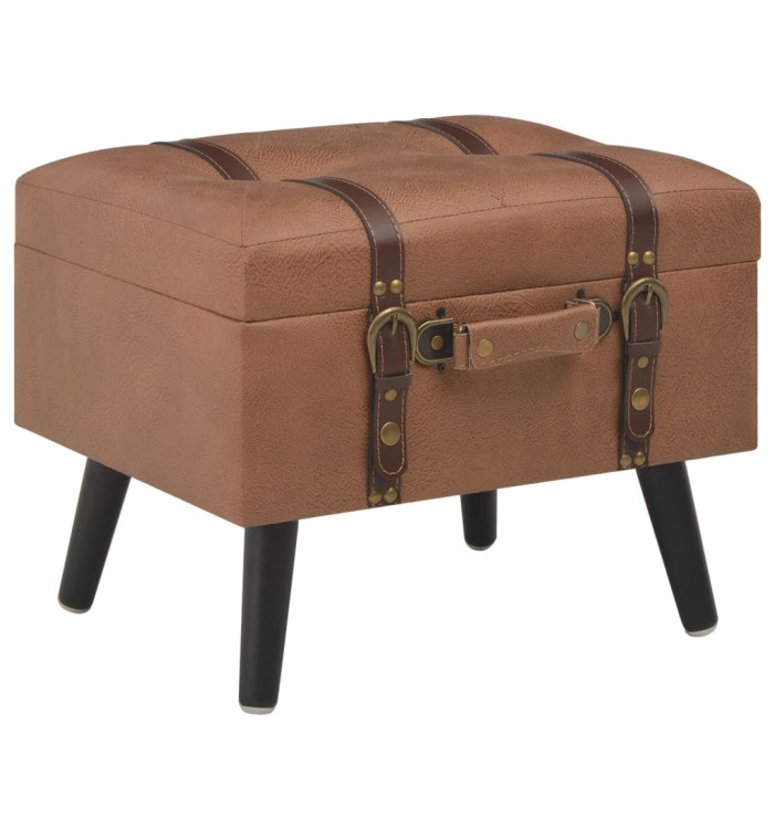 Tabouret de rangement 40 cm Marron Similicuir | Mobilier & Déco