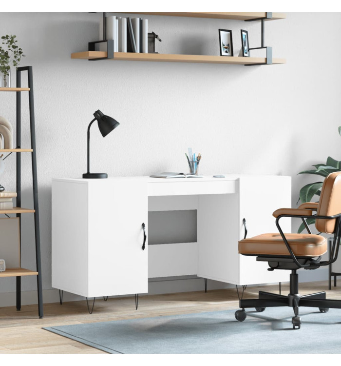 Bureau blanc 140x50x75 cm bois d'ingénierie | Mobilier & Déco