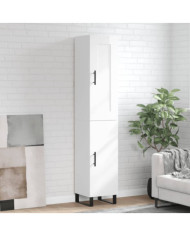 Buffet haut Blanc brillant 34,5x34x180 cm Bois d'ingénierie | Mobilier & Déco