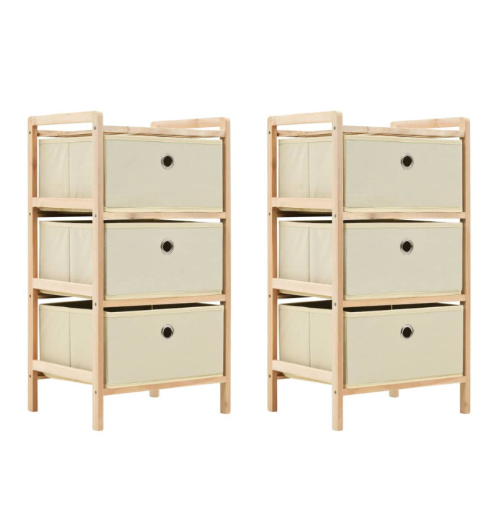 Étagères de rangement avec 3 paniers en tissu 2 pcs beige cèdre | Mobilier & Déco
