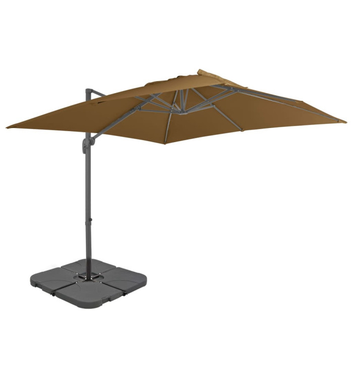 Parasol de jardin avec base portable taupe | Mobilier & Déco
