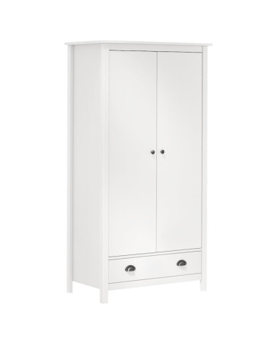 Garde-robe à 2 portes Hill Blanc 89x50x170cm Bois de pin solide | Mobilier & Déco