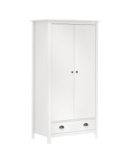 Garde-robe à 2 portes Hill Blanc 89x50x170cm Bois de pin solide | Mobilier & Déco