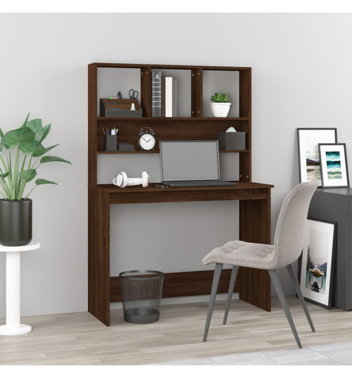 Bureau et étagères Chêne marron 102x45x148 cm Bois d'ingénierie | Mobilier & Déco