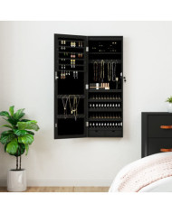 Armoire à bijoux avec miroir et éclairage LED mural noir | Mobilier & Déco