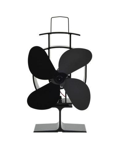 Ventilateur de poêle alimenté par chaleur 4 pales Noir | Mobilier & Déco