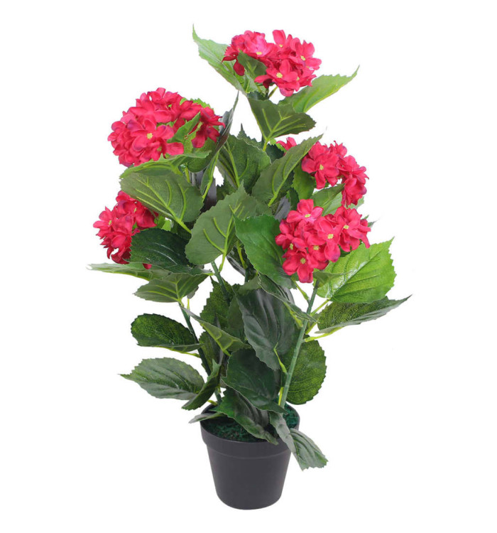 Plante hortensia artificielle avec pot 60 cm Rouge | Mobilier & Déco