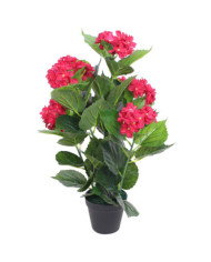 Plante hortensia artificielle avec pot 60 cm Rouge | Mobilier & Déco