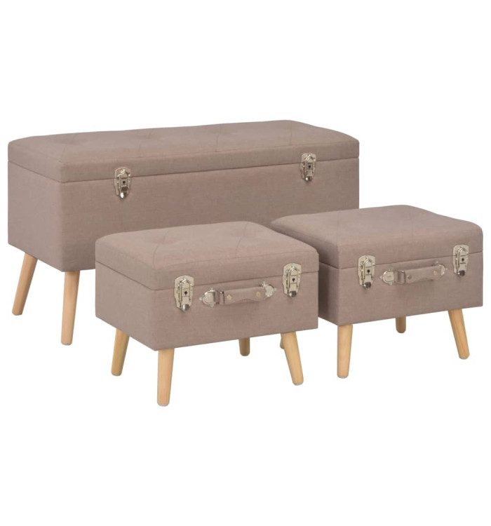 Tabourets de rangement lot de 3 Marron Tissu | Mobilier & Déco