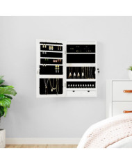 Armoire à bijoux avec miroir et éclairage LED mural blanc | Mobilier & Déco