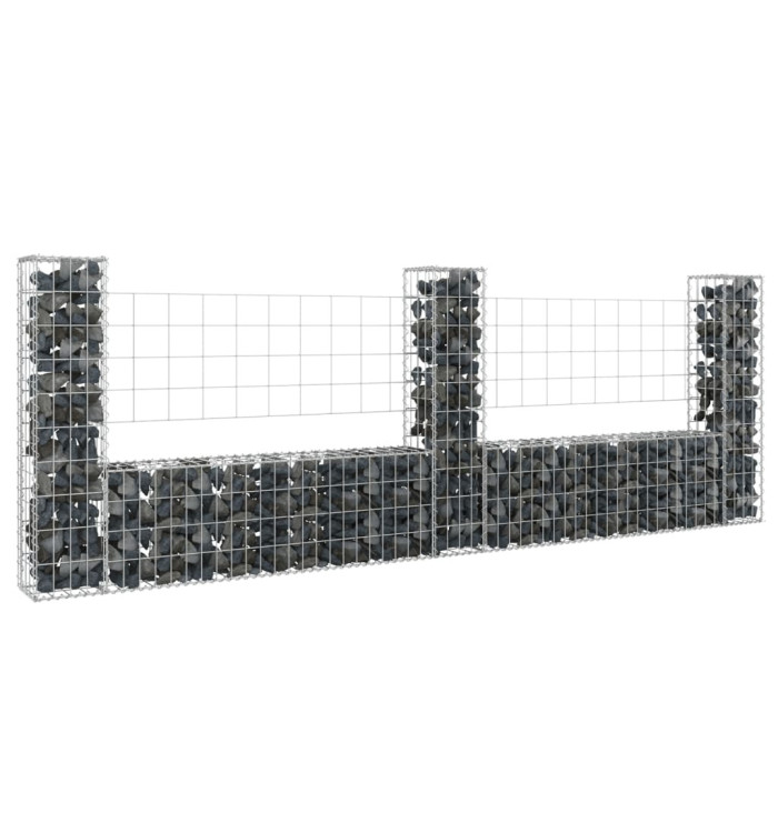 Panier de gabion en forme de U avec 3 poteaux Fer 260x20x100 cm | Mobilier & Déco
