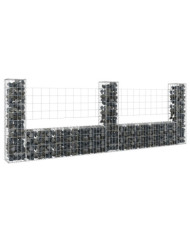 Panier de gabion en forme de U avec 3 poteaux Fer 260x20x100 cm | Mobilier & Déco