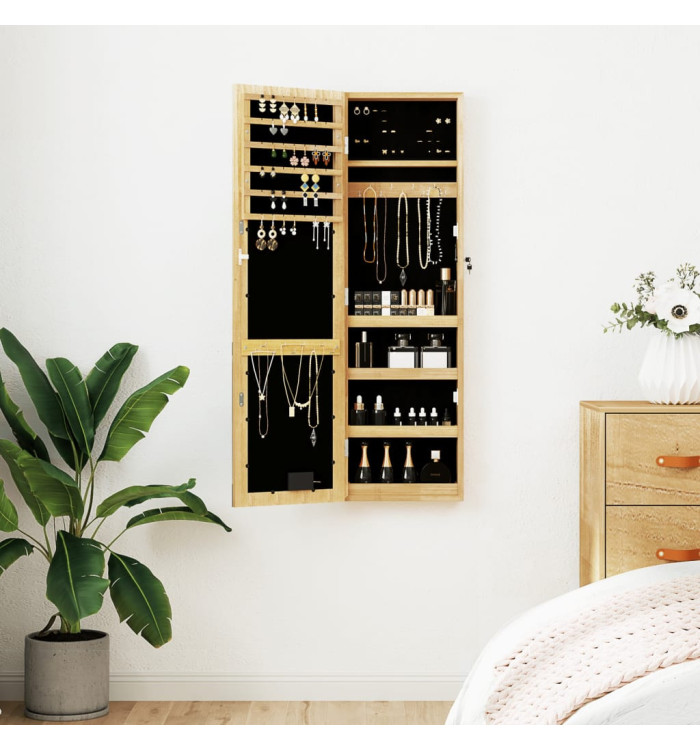 Armoire à bijoux avec miroir et éclairage LED mural | Mobilier & Déco