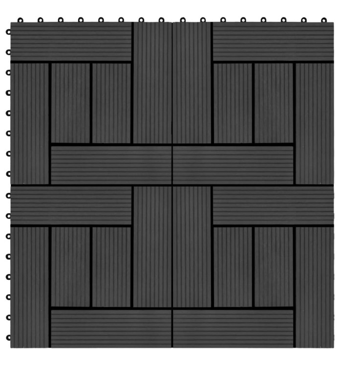 Carreaux de terrasse 22 pcs 30 x 30 cm 2 m² WPC Noir | Mobilier & Déco