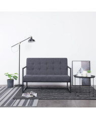 Sofa à 2 places avec accoudoirs Gris foncé Acier et tissu | Mobilier & Déco