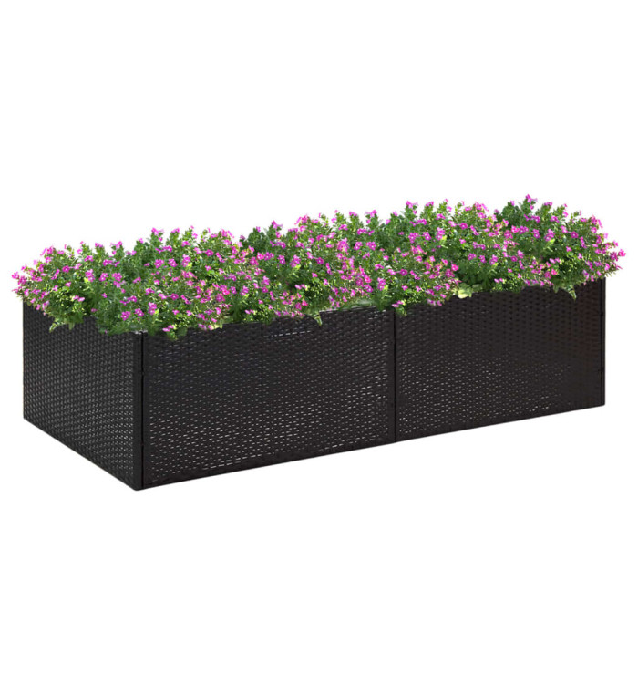 Jardinière Noir 157x80x40 cm Résine tressée | Mobilier & Déco