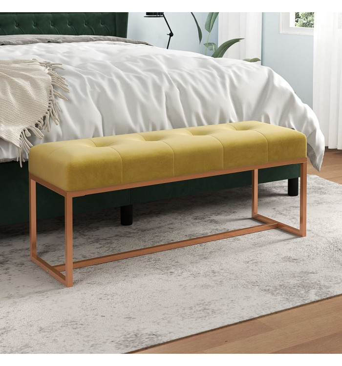 Banc Jaune moutarde 110x36x45 cm Velours | Mobilier & Déco