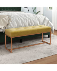 Banc Jaune moutarde 110x36x45 cm Velours | Mobilier & Déco