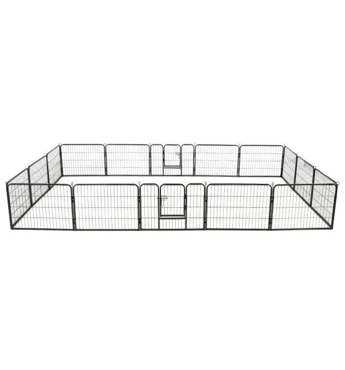 Parc pour chiens 16 panneaux Acier 60 x 80 cm Noir | Mobilier & Déco