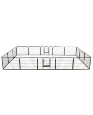 Parc pour chiens 16 panneaux Acier 60 x 80 cm Noir | Mobilier & Déco