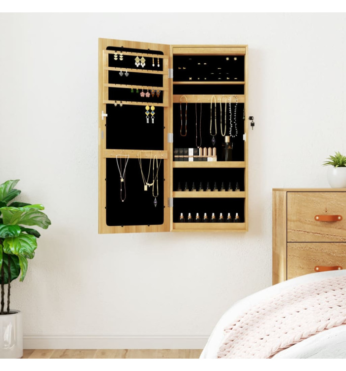 Armoire à bijoux avec miroir et éclairage LED mural | Mobilier & Déco