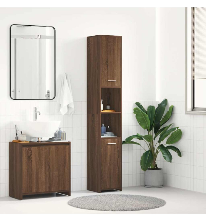 Armoire de bain Chêne marron 30x30x183,5 cm Bois d'ingénierie | Mobilier & Déco