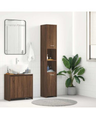 Armoire de bain Chêne marron 30x30x183,5 cm Bois d'ingénierie | Mobilier & Déco