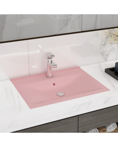 Lavabo avec trou de robinet Rose mat 60x46 cm Céramique | Mobilier & Déco