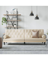 Canapé-lit avec accoudoirs crème tissu | Mobilier & Déco