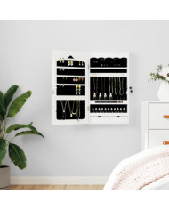 Armoire à bijoux avec miroir murale blanc 37,5x10x67 cm | Mobilier & Déco