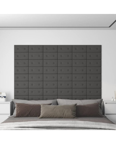 Panneaux muraux 12 pcs Gris 30x15 cm Similicuir 0,54 m² | Mobilier & Déco