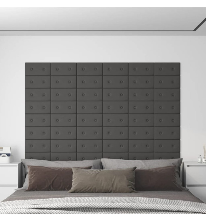 Panneaux muraux 12 pcs Gris 30x15 cm Similicuir 0,54 m² | Mobilier & Déco