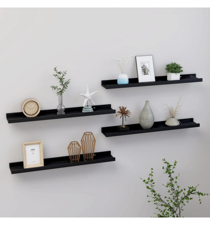 Étagères murales 4 pcs Noir 60x9x3 cm | Mobilier & Déco