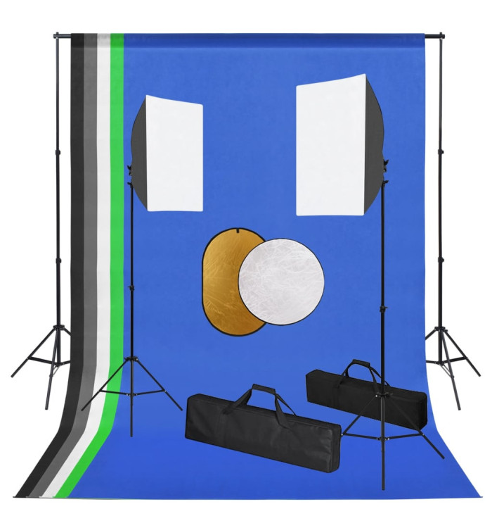 Kit de studio photo avec lampes toile de fond et réflecteur | Mobilier & Déco