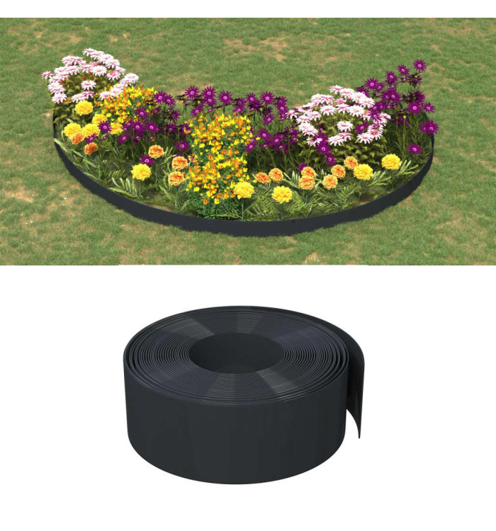 Bordures de jardin 5 pcs noir 10 m 20 cm polyéthylène | Mobilier & Déco