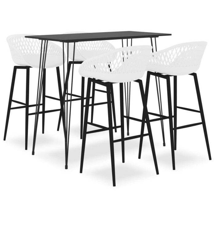Ensemble de bar 5 pcs Noir et blanc | Mobilier & Déco