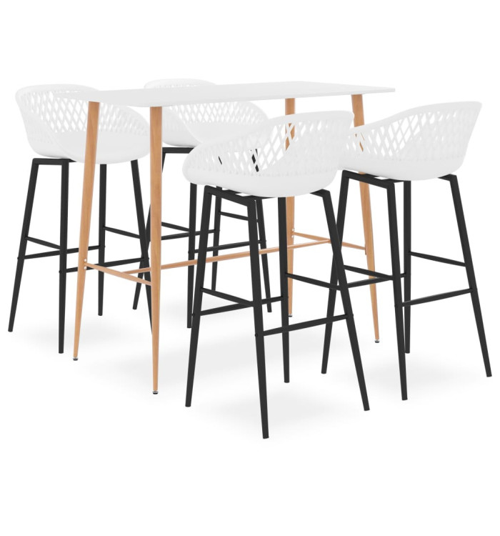 Ensemble de bar 5 pcs Blanc | Mobilier & Déco