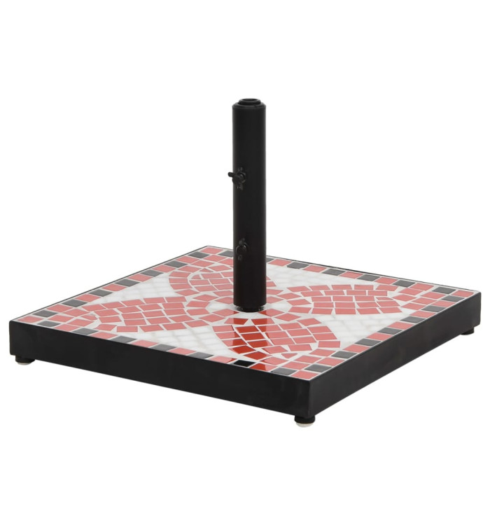 Base de parasol terre cuite et blanc carré 12 kg | Mobilier & Déco