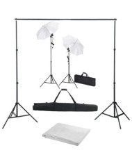 Kit de studio photo avec toile de fond lampes et parapluies | Mobilier & Déco