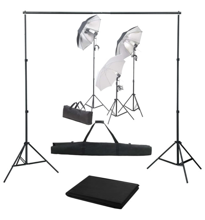 Kit de studio photo avec ensemble d'éclairage et toile de fond | Mobilier & Déco