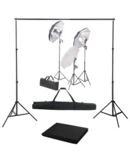 Kit de studio photo avec ensemble d'éclairage et toile de fond | Mobilier & Déco
