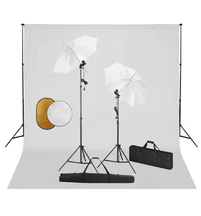 Kit de studio photo avec lampes toile de fond et réflecteur | Mobilier & Déco