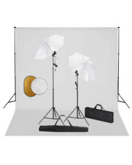 Kit de studio photo avec lampes toile de fond et réflecteur | Mobilier & Déco
