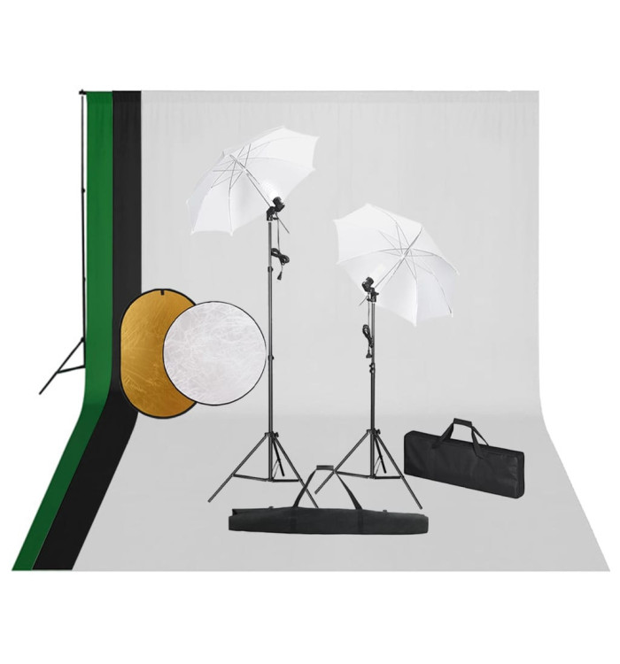 Kit de studio photo avec lampes toile de fond et réflecteur | Mobilier & Déco
