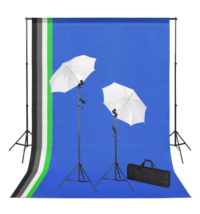 Kit de studio photo avec toiles de fond, lampes et parapluies | Mobilier & Déco