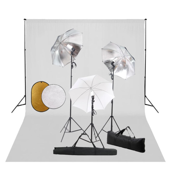 Kit de studio photo avec lampes toile de fond et réflecteur | Mobilier & Déco