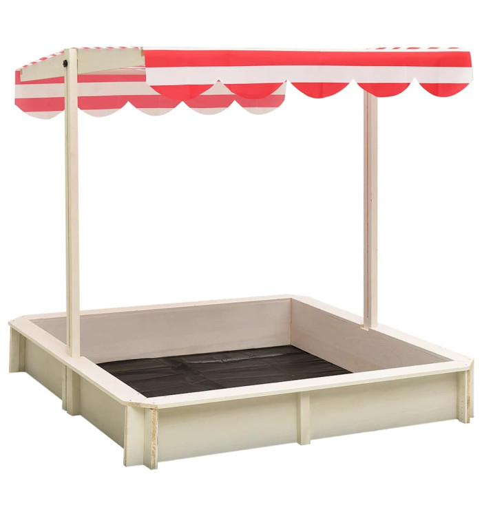 Bac à sable et toit réglable Bois de sapin Blanc et rouge UV50 | Mobilier & Déco